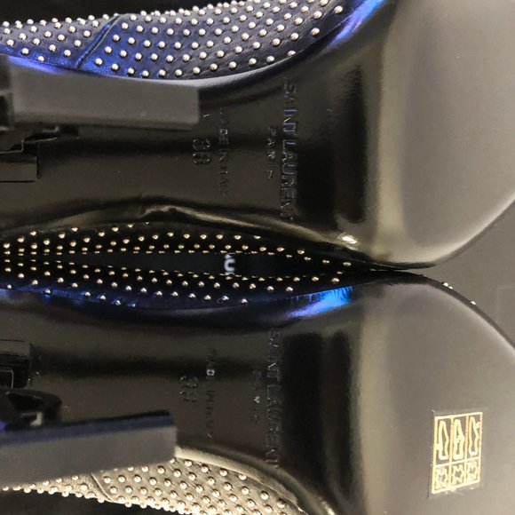 Opyum 110 YSL Logo Heel Leather Pump with Studs - Picture 8 of 8